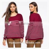 latest design winter stripe scoop neck sweater knitting patern for women