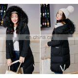 2017 New Korean Version of Slim Big Code Solid Color Hooded Large Hair Collar Long Feather Cotton Women thumbnail-4