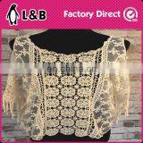 Fashion Cotton Emboridered Blouse Crochet Hollow Blouse With Flower thumbnail-3