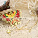 Cheap Custom Gold Plating Soft Enamel Butterfly Metal Bookmark for Books