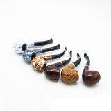 255mm Length Short Wooden Resin Medium Tobacco Pipe With Multi-color Round Head for Smoking thumbnail-4