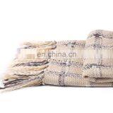 100%Acrylic Thick Beige Woven Check Pattern South Korean Style Blanket thumbnail-3
