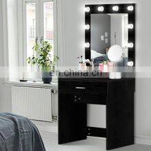 Black Modern Makeup Dresser Dressing Table With Around Mirror LED thumbnail-4