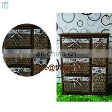 Antique Living Room Cabinet Wooden Cabinet With 5 Rattan Storage Drawers thumbnail-5
