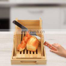 Adjustable Foldable Compact Cutter Bamboo Bread Slicer Cutting Board With Bread Knife thumbnail-4