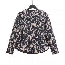 Women's Versatile Animal Print Round Neck Single Breasted Long Sleeved Cotton Jacket Jacket thumbnail-1