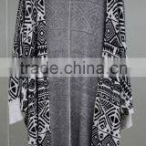 Medium and Long Geometric Printing Knitted Cardigan Irregular Graphics Sweater thumbnail-1