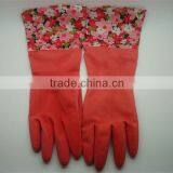 Boxi-High Quality Red Extended Paragraph Inside With Cotton Latex Cleaning Gloves thumbnail-1