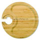 Round Party Plate With Built-in Stemware Holder Bamboo Red Wine Glass Holder Plate Food Tray thumbnail-1