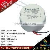 Round Led Driver With pc Case 4-7*3W 12-25V 620mA Constant Current