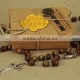 Olive Wood Catholic Rosary With Oval Olive Wood Beads Retail Box thumbnail-2