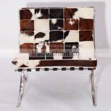Luxury Furniture Wholesale Reclining Chair Leather Barcelona Chair Knock off Cowhide Dining Chair thumbnail-2