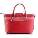Red Lock Closure Ladies Bag Hard Leather Women Tote Made in China thumbnail-4