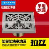 LABRAZE LE8503N Bathroom/kitchen Brass Floor Drains With Copper Wire Drawing thumbnail-1