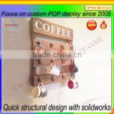 wall mounting wooden custom mug display stand