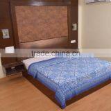 Indian Ethnic Hand Block Print Bedspread Applique Cut Work Bedding Indigo Bed Cover Throw thumbnail-2