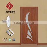 Latest Design Pvc Coated Wood Carved Door With Frosted Glass thumbnail-1