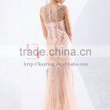 Hot Sale Gorgeous Pink Short Sleeve Transparent Backless Fashion Beaded Party Sexy Dress Elegant Young Sex Evening Dress thumbnail-4