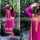 Indian Designer Salwar Work With Net Suit Neck Border Wear Corner Borders Salwar Kameez thumbnail-3