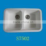 Undermount White Resin Kitchen Sink, Acrylic Modified Double Sinks