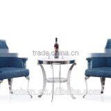 Handcraft Luxury Elegant High Back Fabric Armchair/leisure Chair/dining Chair With Stainless Steel Furnitre thumbnail-1