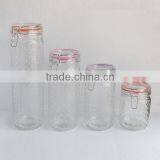 650ml-1800ml Clear Embossed Glass Mason Canning Jar With Flip Sealed Lid thumbnail-3