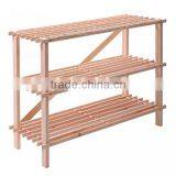 Japanese Style Paulownia Wooden Shoes Rack With Three Layers thumbnail-1