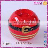 Handmade Ceramic Red Round Christmas Candle Holder thumbnail-1