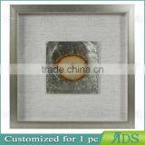 Sliver Shadow Boxes for Wholesale With Mottled Silver Background Encasing Colorful Agate Under Glass thumbnail-3