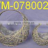 Moon Shape Willow Flower Basket With Handle thumbnail-1