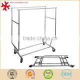 Collapsible Clothing Rack Commercial Grade Rolling Garment Rack Double Rail Heavy Duty thumbnail-4