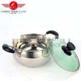 2016 5pcs Stainless Steel Drum-shaped Soup Pot Kitchen Cookware With Glass Lid thumbnail-4