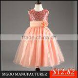 MGOO 2016 New Year Celebration Red Color Dresses For Girl Bow Waist Sequin Sleeveless Party Dress MGT028-5 thumbnail-4