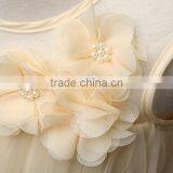 MGOO Hot Sale Cheap Champage Floral Girl Dress New Design Long Frock Children Fairy Dress 2016 MGT020 thumbnail-3