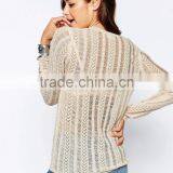 Wholesale European Knitwear Perspective Sexy Long-Sleeved Casual Women Sweater With Vintage Pointelle Look thumbnail-2