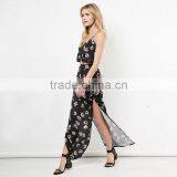 MGOO Brand Design Fashion Women Long Skirts China Chiffon Maxi With Floral Black Long Skirt 15146A916 thumbnail-2