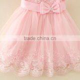 2017 Vietnam Summer Simple Baby Frock Design Pink Short Sleeves Bow-knot Sweet Birthday Party Dresses Turkish Clothes thumbnail-4