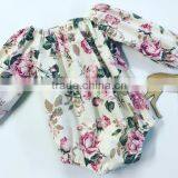 New Baby Long Sleeve Wear Frocks Designs Toddler Floral Vintage Jumpsuit With Peter Pan Romper Girls Clothing thumbnail-3