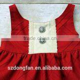 2017 New Arive Little Girls Red Christmas Party Dress Ivory Lace Crocheted Solid Color Dress thumbnail-3