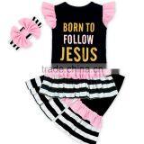 66TQZ463 Yiwu Lovebaby Cotton & Polyester Wholesale Long Sleeve Black Top Big Ruffle Bottom for Easter Day Remake Boutique Set thumbnail-4