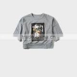 China Fashion Design Hoddies Half Sleeve Crew Neck Grey Color Women's Hoddies thumbnail-4