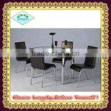 Cheap Modern Black Glass Dining Table With Tempered Glass and Stainless Leg thumbnail-1