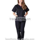 Women's Contrast Scallop Medical Hospital Nursing Uniform Scrubs Set Top & Pants thumbnail-3