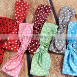 Latest Fancy Elastic Soft Stripe Cotton Bow Tie Custom Children Headband Rabbit Ears Bowknot Hair Tie Headband thumbnail-1