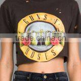 Intentional Holes Throughout Raw Cut Hem Crop T-shirts thumbnail-4