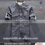 2016 New Style Roll up Sleeve Mandarin Collar Linen Cotton Shirts for Men thumbnail-1