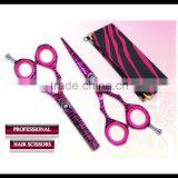 Professional Hairdressing Hair Scissors Shears 5.5" THINNER SET PINK ZEBRA+POUCH