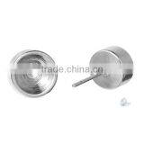 Stainless Steel Ear Studs Earring Findings Round Silver Tone 14.0mm x 6.0mm thumbnail-1