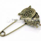 Cheap Antique Bronze Owl Halloween Ornaments Decorative Safety Pins Brooches 5.3x3.2cm,10 thumbnail-1