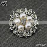 Fashion Brooches Round Shape Rhinestone Pearls Brooches for Clothing thumbnail-1